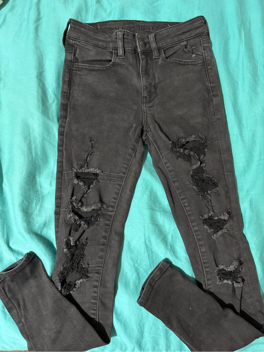 American Eagle Outfitters Black Ripped Skinny Jeans
